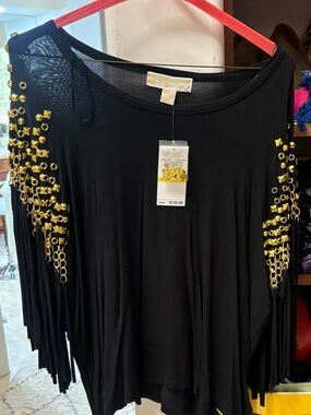 vintage Michael Kors Black Top with Gold Stud Accents